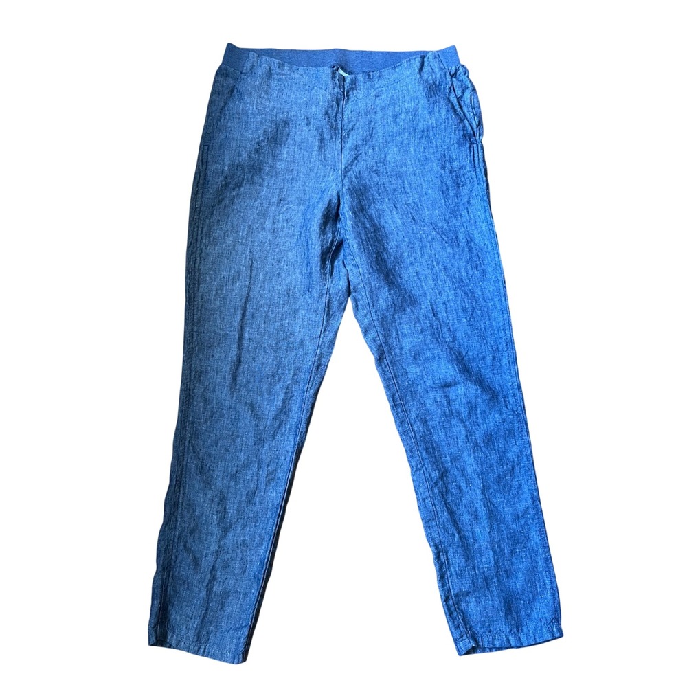 J. Jill Love Linen Blue Straight Leg Pants S Sustainable Office Chic Minimalist